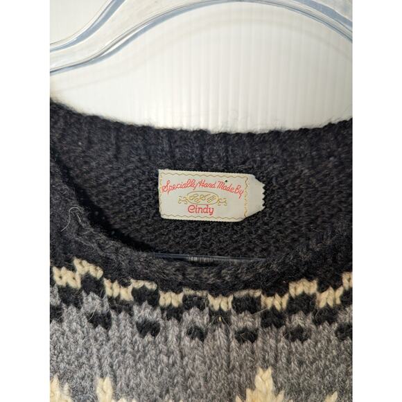 Vintage Handmade Sweater Vest Crew Neck Black with Scottie Dog Checkered - Picture 4 of 5